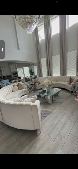 Large Curved Sectional Sofa Set Cream