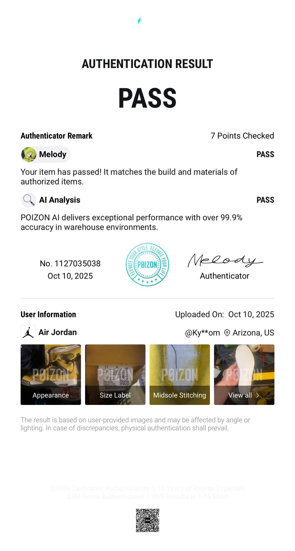 Jordan Retro 4 Lightning Size 9.5