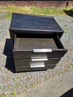 Dark Wood 3-Drawer Bedside Table