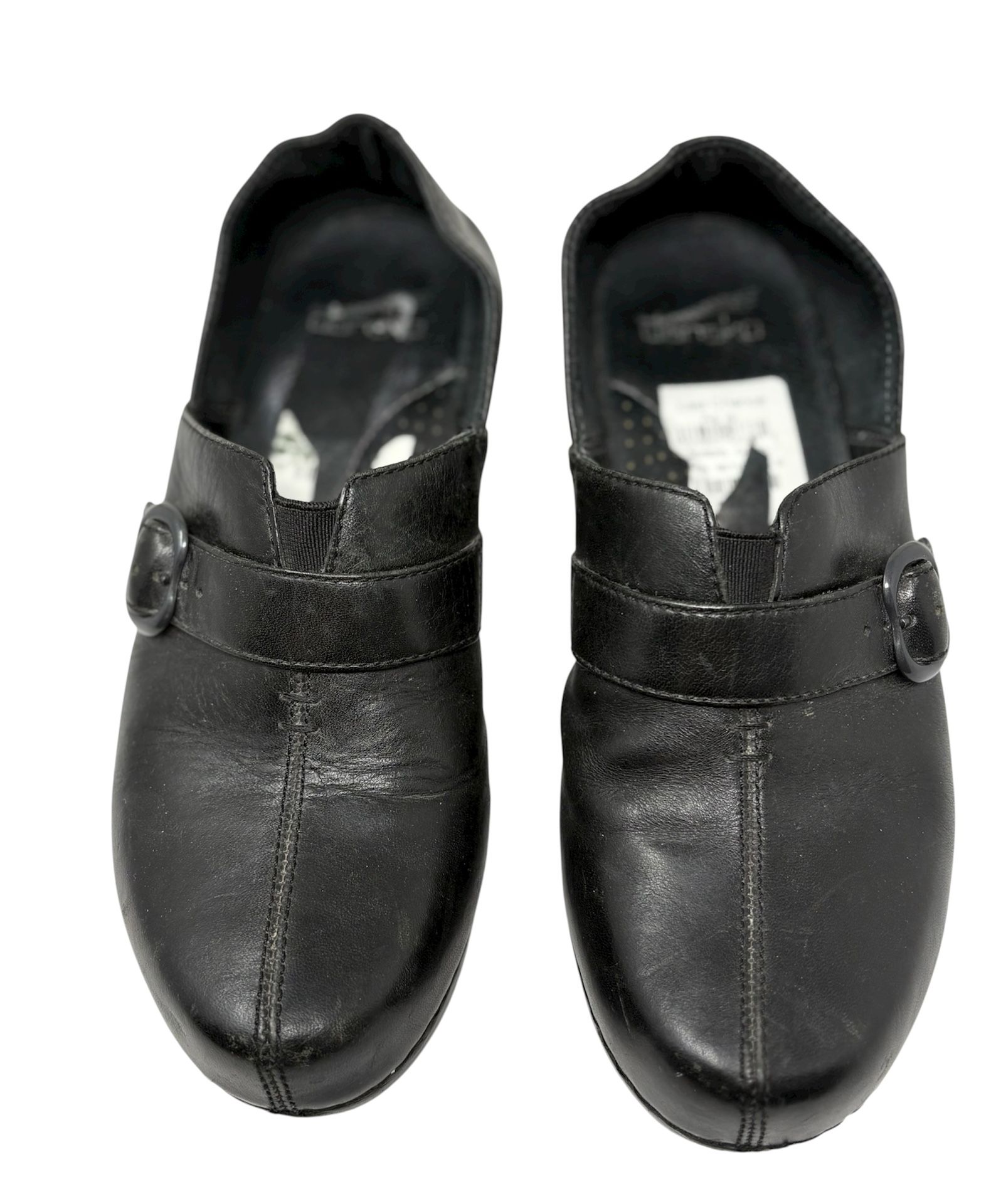 DANSKO Black Leather Tamara Slip On Wedge Clogs Women’s Size 37 (6.5) NO BOX