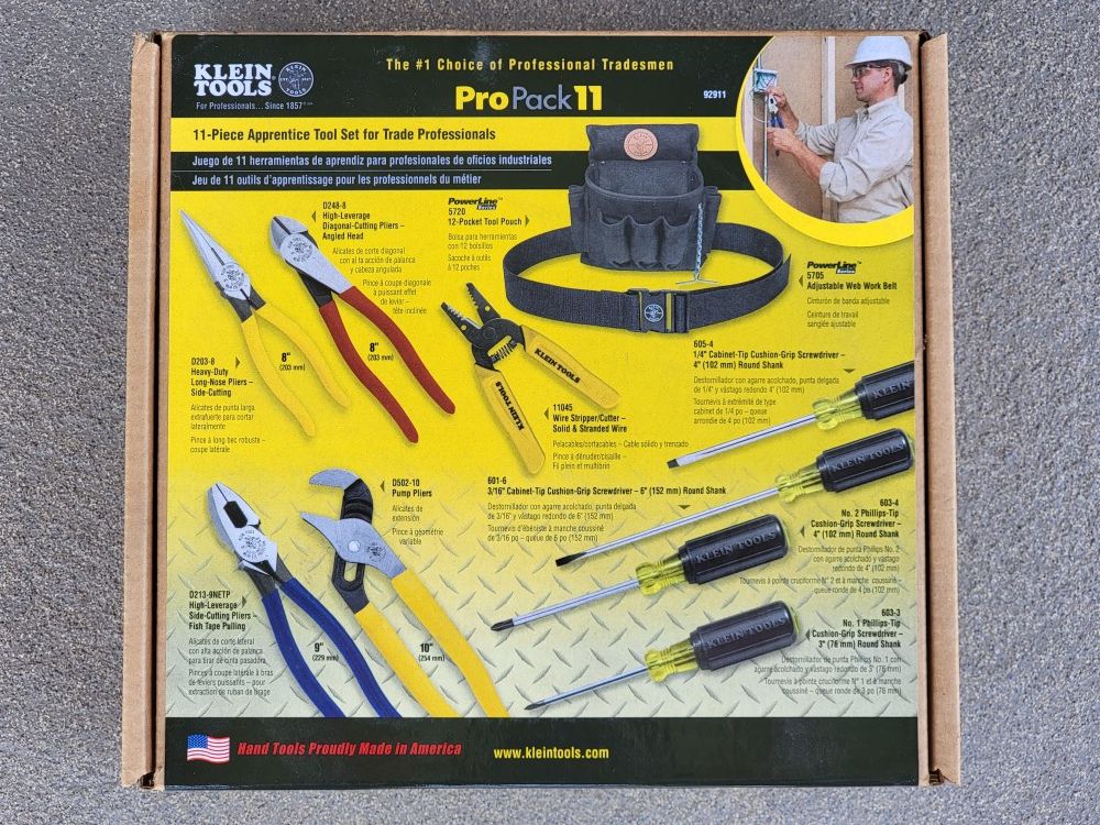 New - Klein Tools - 92911 Apprentice Tool Set , 11 Piece-Electrician-Lot