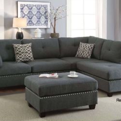 New Gray Or Black Sectional And Ottoman Sofa Couch 