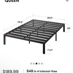 Hampton 14" Heavy Duty Steel Platform Queen Bed Frame 