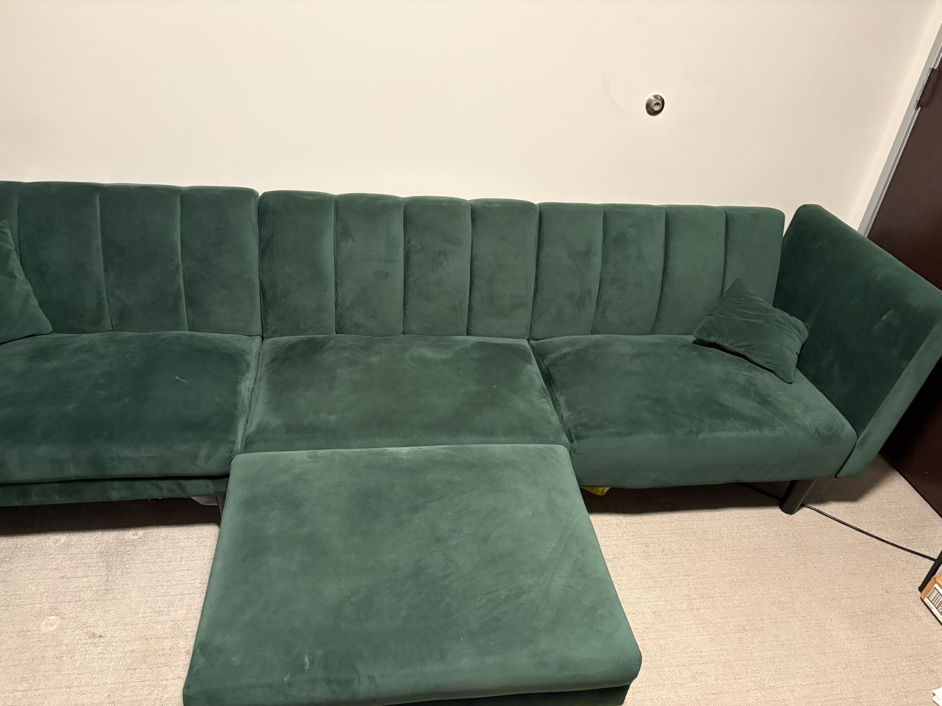 Emerald Green Modular Sofa Bed w/ Ottoman
