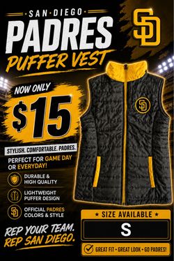 San Diego Padres Puffer Vest Jacket (Small)