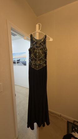 Beaded Navy Blue Dress