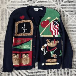 SZ XL long Sleeve Teddy Bear Sweater