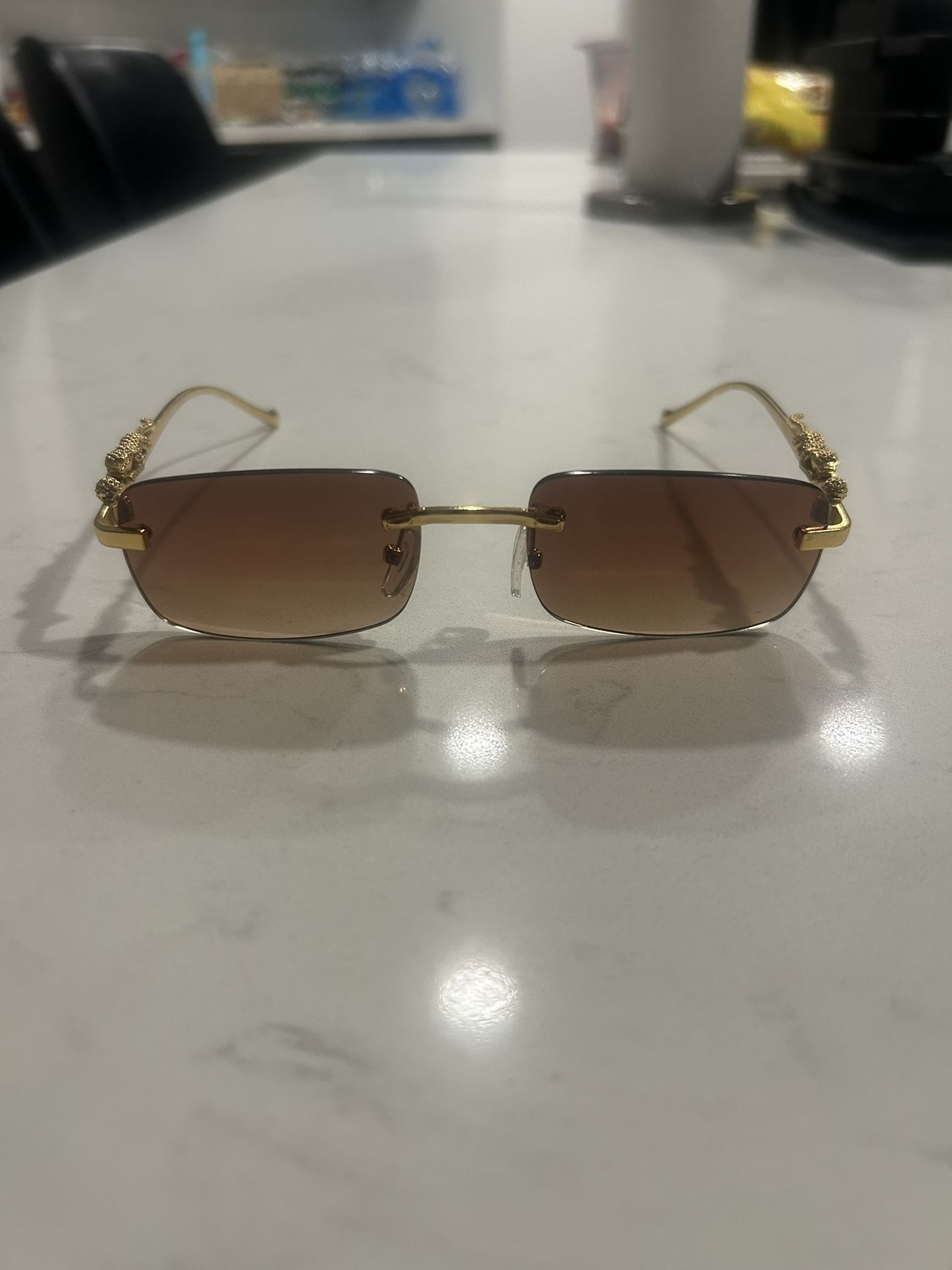 New Retro Vintage Unisex Sunglasses (Brown & Green Lens/Gold Frames)