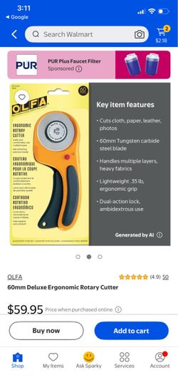 OLFA 60mm Deluxe Ergonomic Rotary Cutter