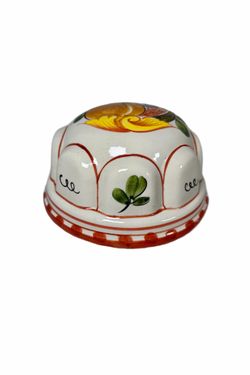 Bassano Italy Hand Painted Ceramic Jelly Mold Fruit Design Majolica Pottery Made in Italy.