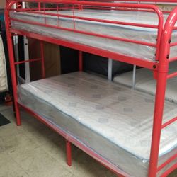 New Twin/Twin Bunk Metal Bed Sample Floor Only $220