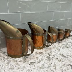 Antique Copper And Brass Measuring Cups