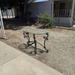 Wrought Iron Glass End  Or Entry Table 