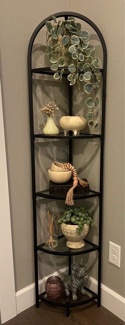 Black Metal Arched Corner Shelf Unit