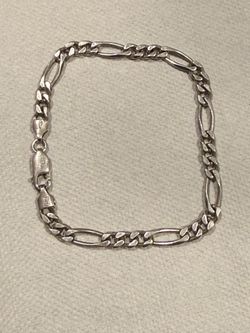 925 figaro link silver bracelet 8”
