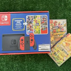 Brand New Nintendo Switch Mario Day 2023 Choose One Console Bundle + Brand New Games 