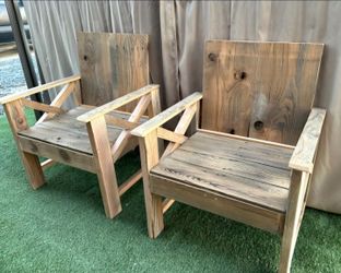 Fence Wood Custom Built Patio Chairs $75 Each Or $135 For Both.. STURDY
