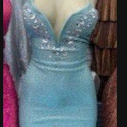 $190! New"Prom Dress, Blue/Green -(size S).