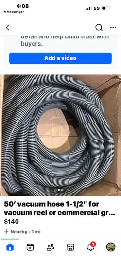 50 foot 1-1/2” vacuum hose only asking $140 (financing available)