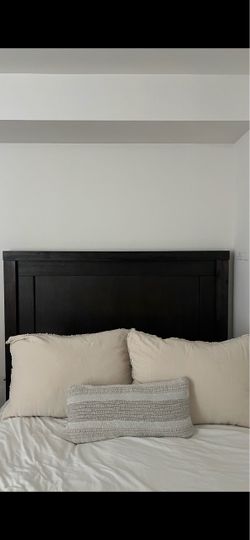 Dark Wood Panel Bed Headboard