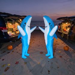 Adult 2 Pack Inflatable Blue Shark Costumes, NIB