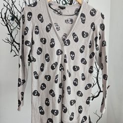 Torrid Grey Cardigan With Black Skeletons, Size 00