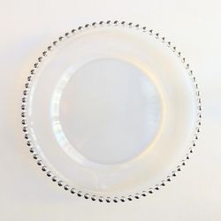 Silver Beaded Rim Glass Charger Plates