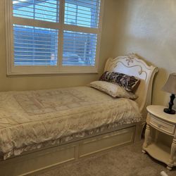 Princess Twin Bed with Trundle And Night Stand Set