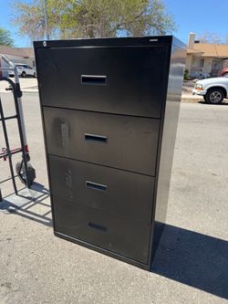 Black 4-Drawer Lateral Metal Filing Cabinet