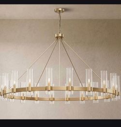 ‏ ‏Gold Wagon  Wheel with Glass Shade 20Lights