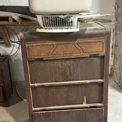 Antique table chairs. bench Dressers