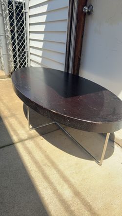 Modern Black Oval Coffee Table with Chrome Legs