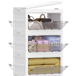 Himix Large Storage Bins with Lids, 66Gal/ 264QT Stackable Collapsible Plastic Bins with Wheels, Closet Organizers for Bedroom, Kids Room, Living Room