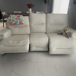 White Leather Recliner Sofa