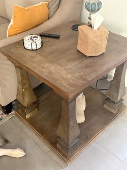 Rustic Wood End Table with Baluster Legs