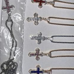 Zircon Imbedded Cross Chain 