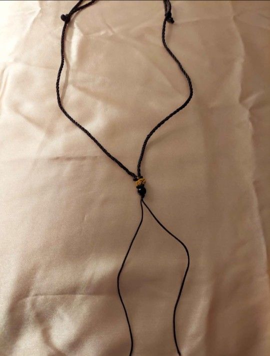 Black Bead Adjustable Cord Necklace 