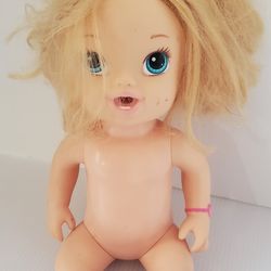 Baby Alive Brushy Baby Doll Drink & Wet Blonde 2013 Blue Eyes Teeth 