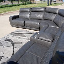 👀 Power Leather Recliner Sectional 🚨