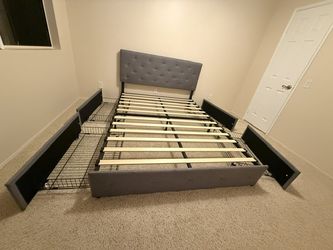 Queen Size Upholstered Storage Bed
