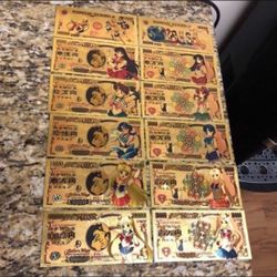 24k Gold Plated Sailor Moon Banknote Set