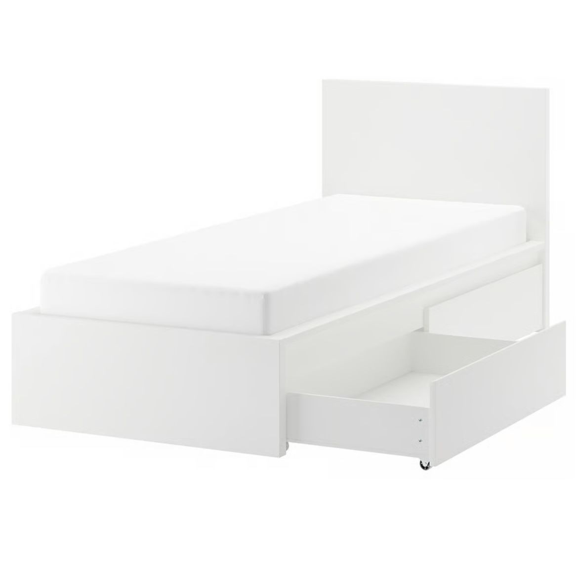 IKEA MALM High Bed Frame with Storage Drawers – Twin, White – $150