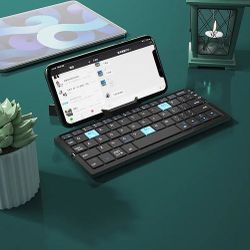 Folding Keyboard, Portable Pocket Foldable Keyboard, Mini Foldable Keyboard Aluminum Alloy Housing for Tablets Phones (Black Grey) $45