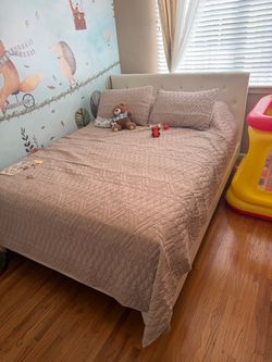 Full size bed with mattress white color