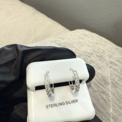 925 Sterling Silver Moissanite Huggies