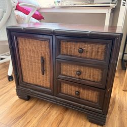 Rattan/Wicker Nightstand or Accent Cabinet