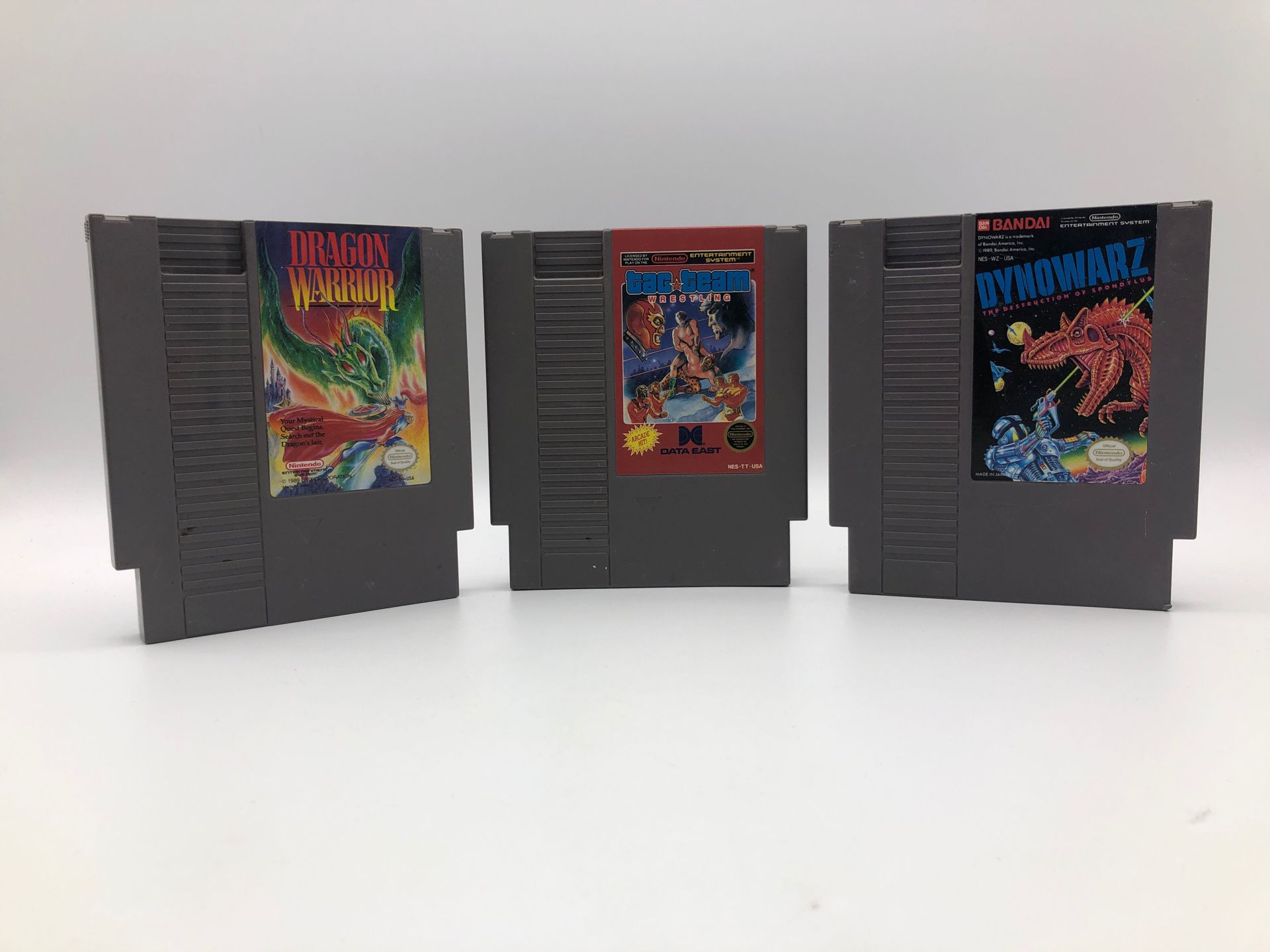 Nintendo NES | 3 games dragon warrior tag team wrestling dinowarz and dragon warrior