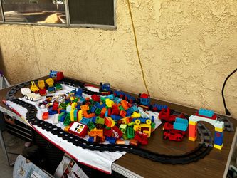 Big bin of DUPLO LEGO