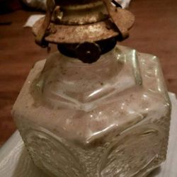 Antique vintage Oil, Kerosene Burning Lamp - Clear Glass