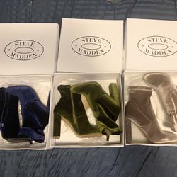 Ladies Boots. Steve Madden Velvet Boots. Green, Taupe Or Blue $45 Each 